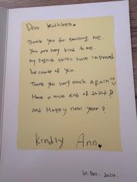 Thank You card from a Walk-in Learner
